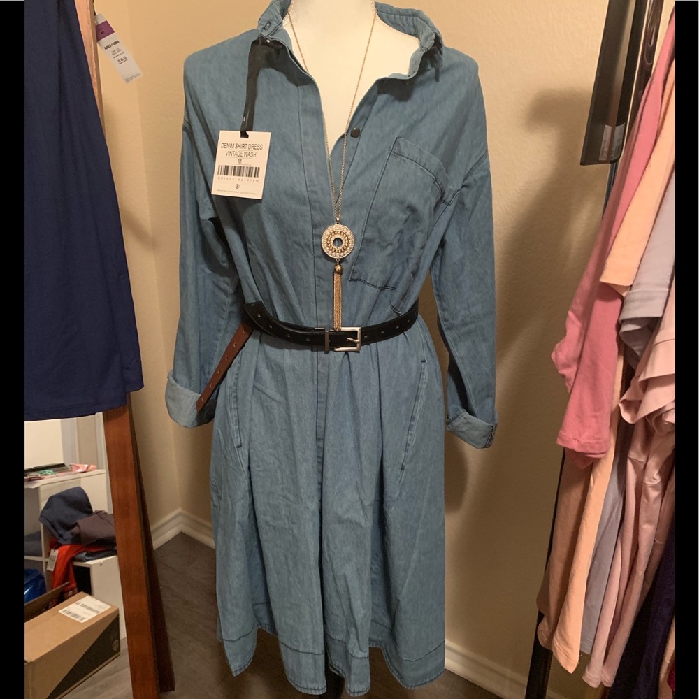 Last one left! Denim shirt dress vintage wash
